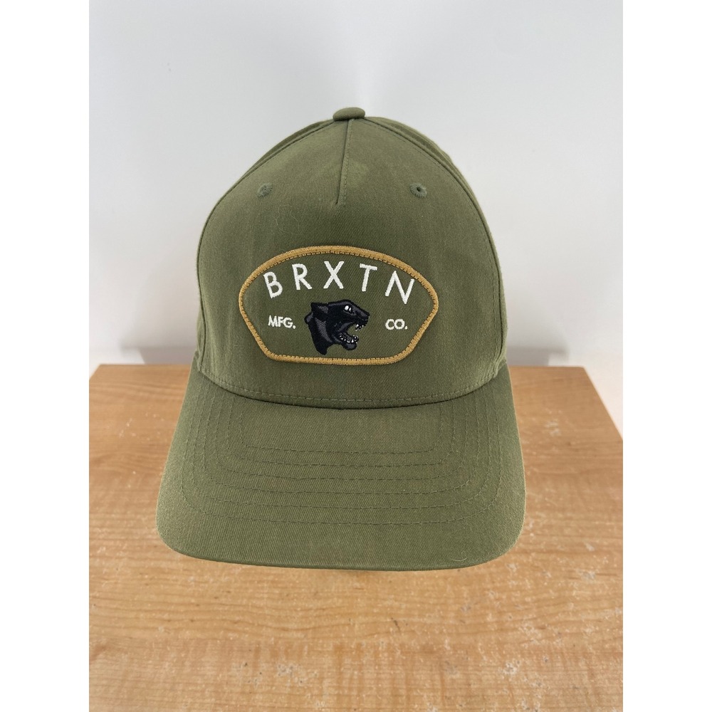 Brixton Mens Olive Green Panther Patch Snapback Hat Adjustable Baseball Cap
